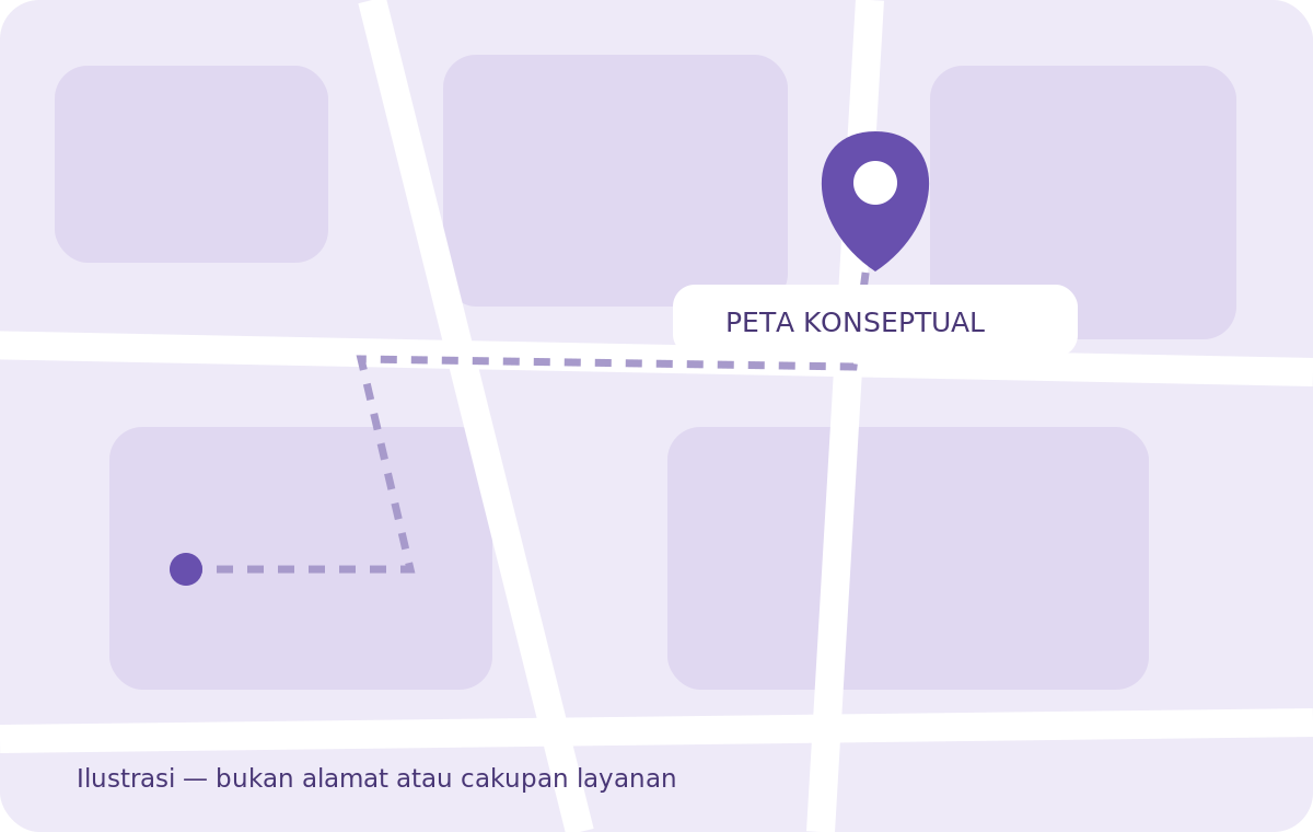 Peta konseptual orisinal, bukan alamat atau cabang nyata